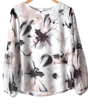 Soft Summer Floral Watercolor Print Blouse