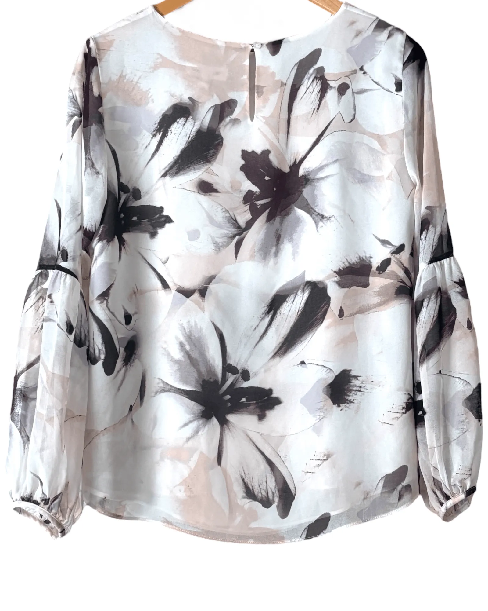 Soft Summer Floral Watercolor Print Blouse