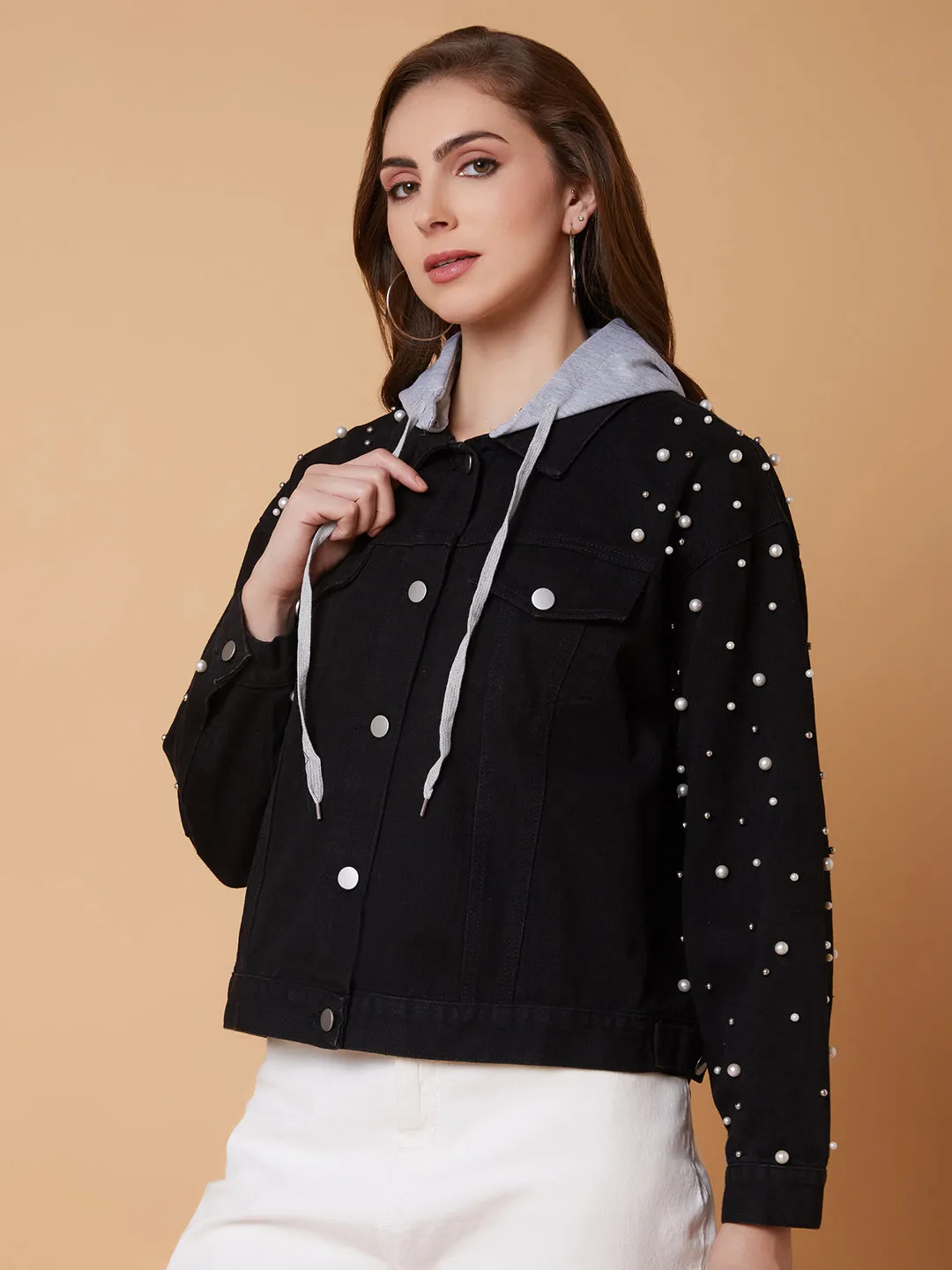 Women Black Windcheater Longline Tailored Jacket