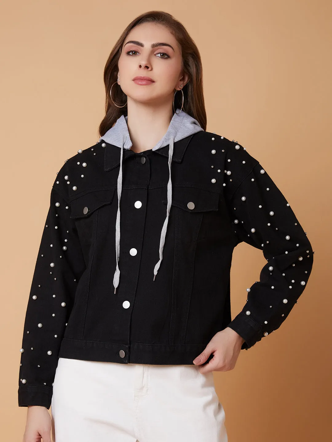 Women Black Windcheater Longline Tailored Jacket