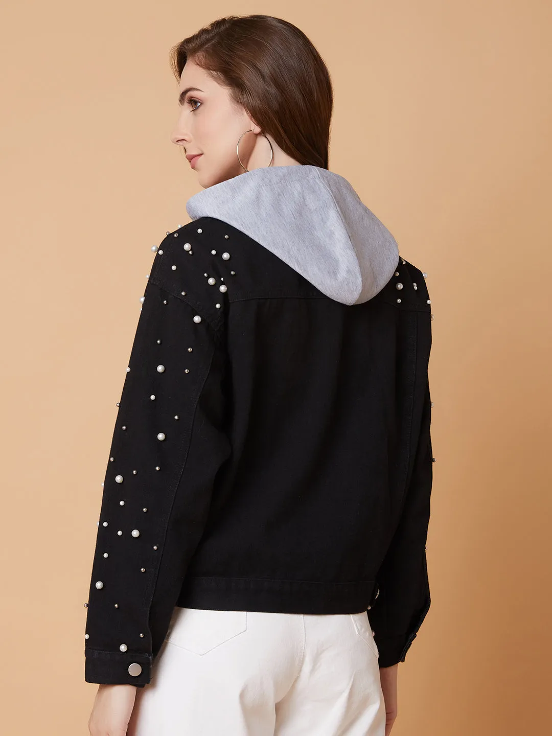 Women Black Windcheater Longline Tailored Jacket