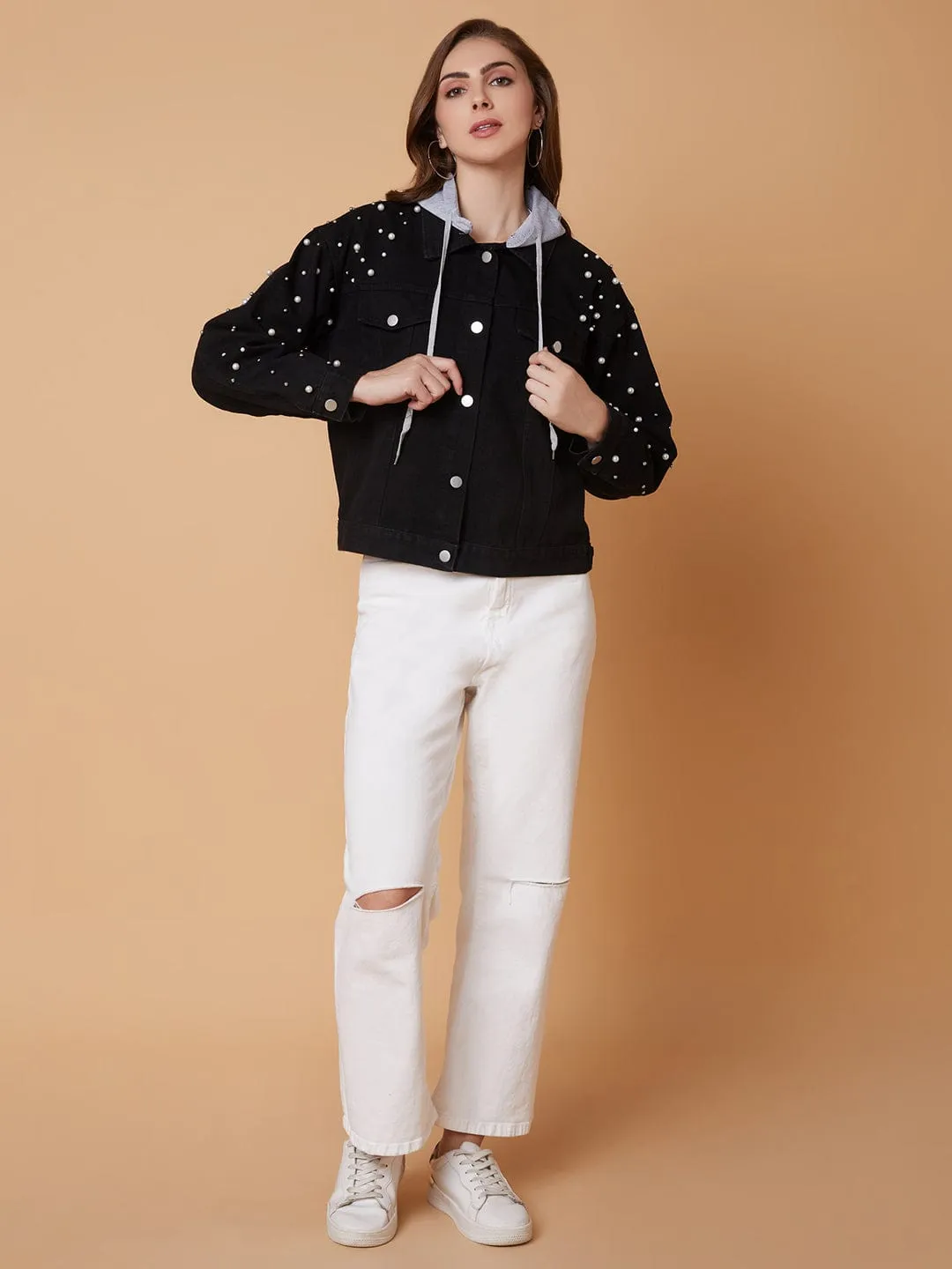 Women Black Windcheater Longline Tailored Jacket