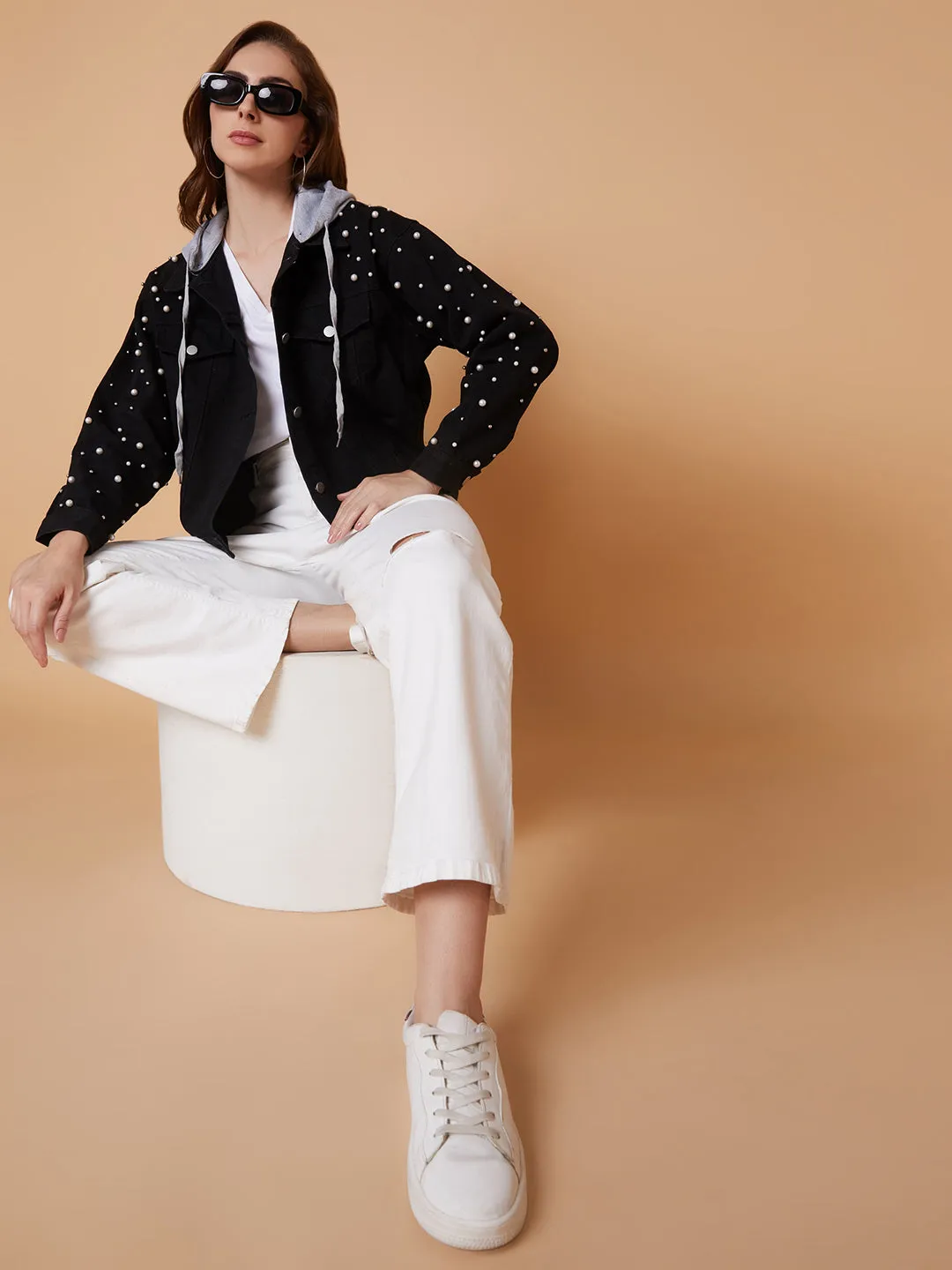 Women Black Windcheater Longline Tailored Jacket