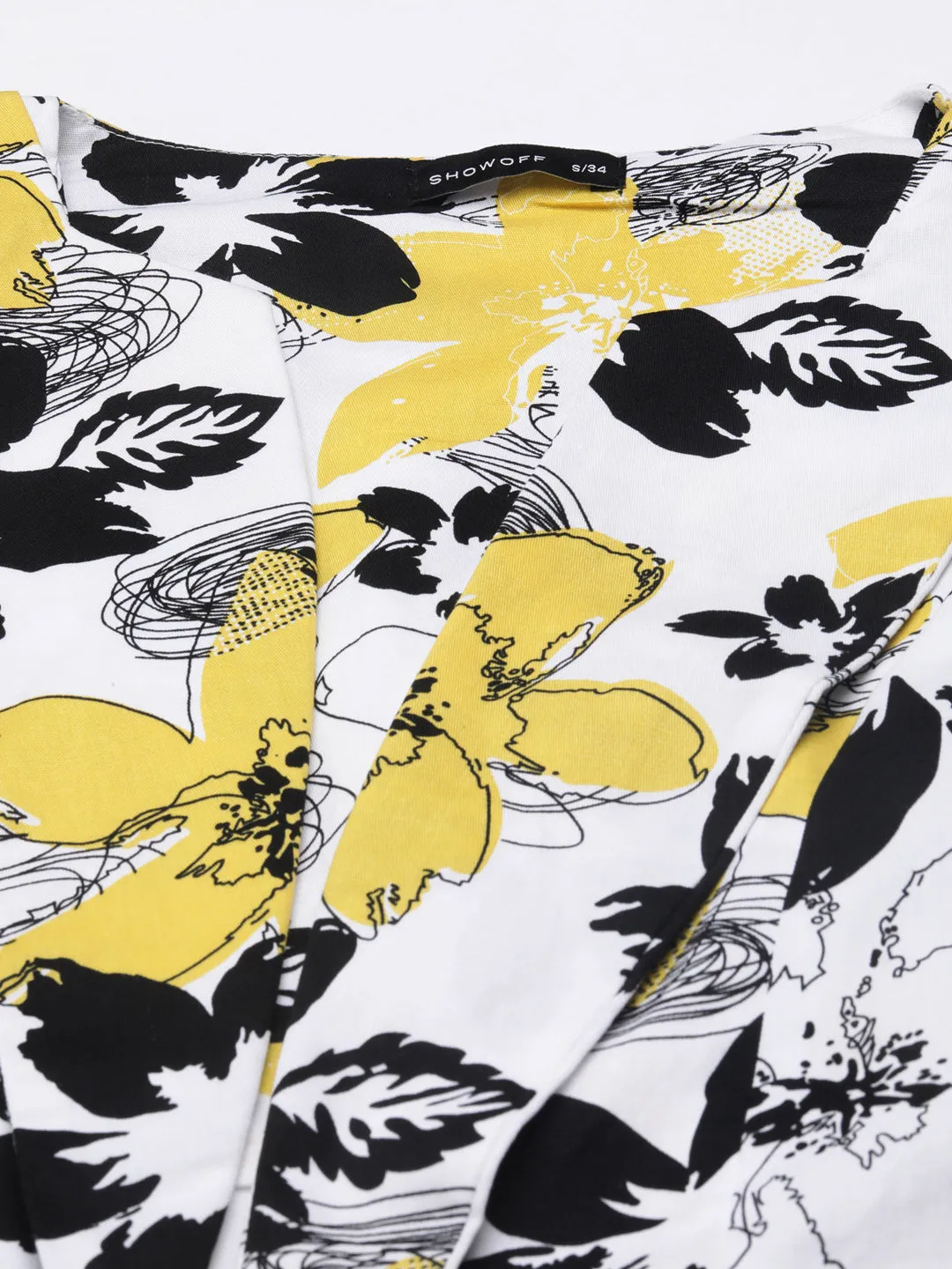 Women Yellow Floral Printed Slim Fit Single-Breasted Casual Blazer