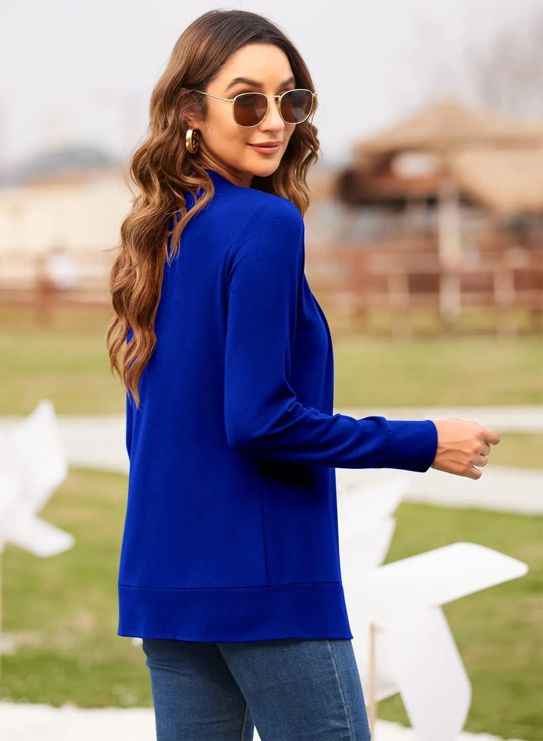 Womens Casual Lightweight Long Sleeve Cardigan Flowy Soft Open Front Knit Cardigan Sweaters