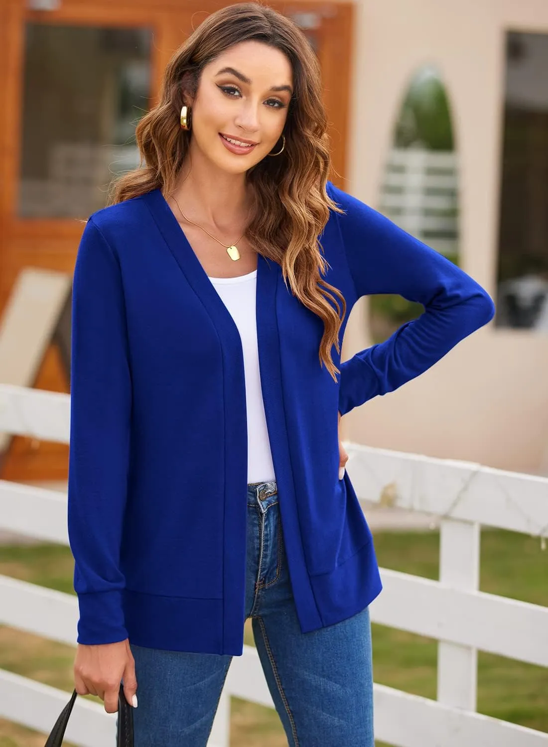 Womens Casual Lightweight Long Sleeve Cardigan Flowy Soft Open Front Knit Cardigan Sweaters