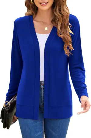 Womens Casual Lightweight Long Sleeve Cardigan Flowy Soft Open Front Knit Cardigan Sweaters
