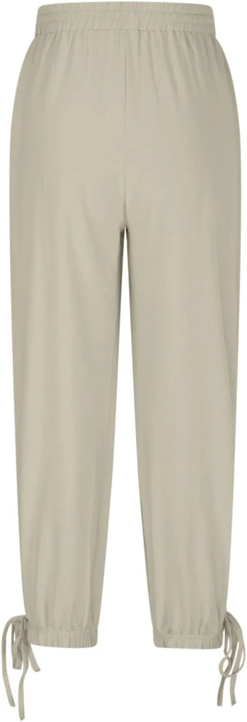 Womens Cinch Bottom Cotton Linen Pants Summer Casual Solid High Waist Drawstring Trousers Baggy Trouser with Pockets