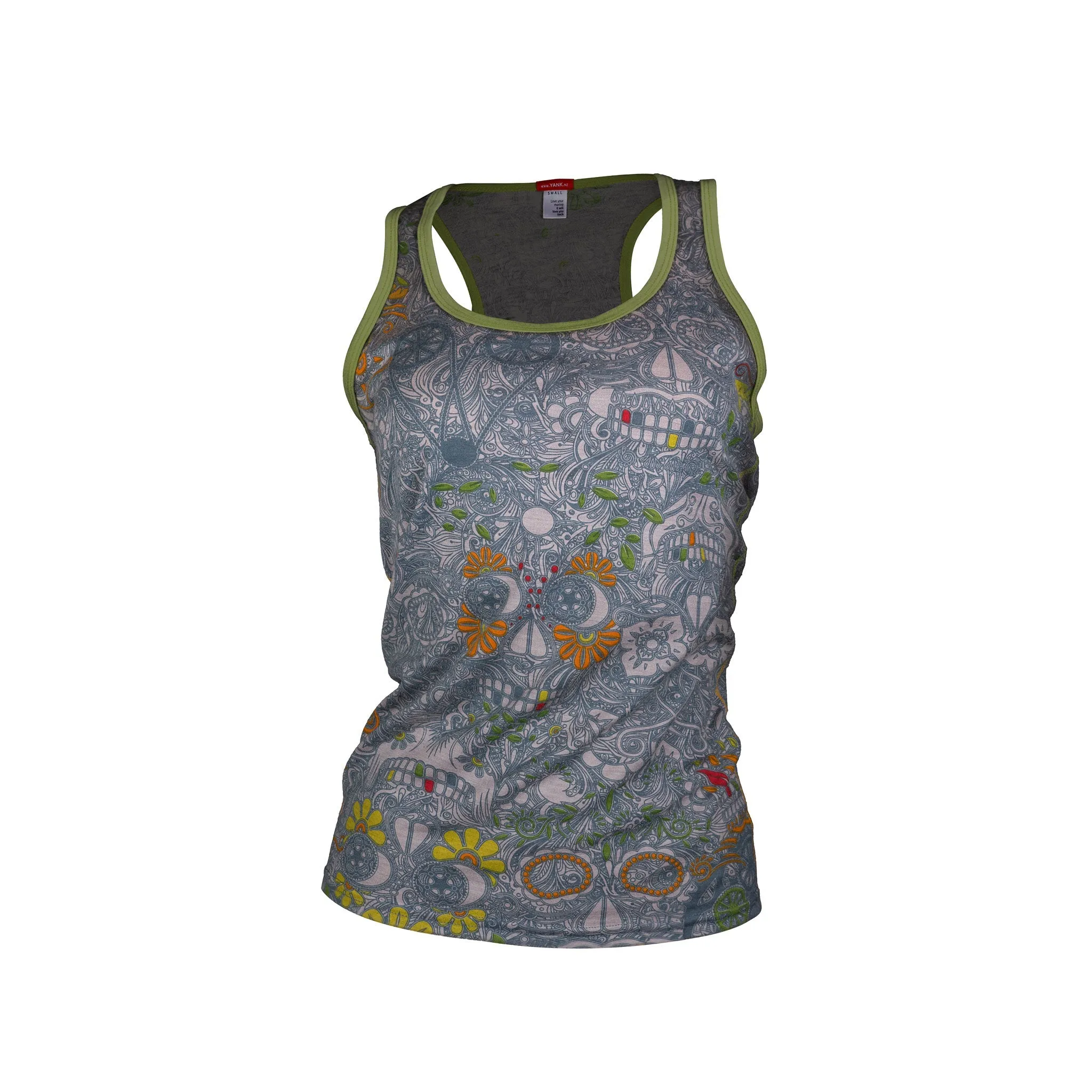 Women's Sugar Skull Merino Tank Top | Green